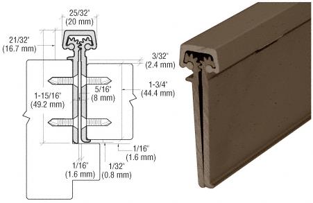 CRL Duranodic Bronze Finish Roton Concealed Leaf 83" Hinge With Lip For 1-3/4" Entry Door