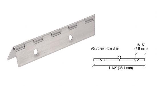 Piano Hinge, 1-1/2" Open Width, 72 in Long, Nickel on Steel