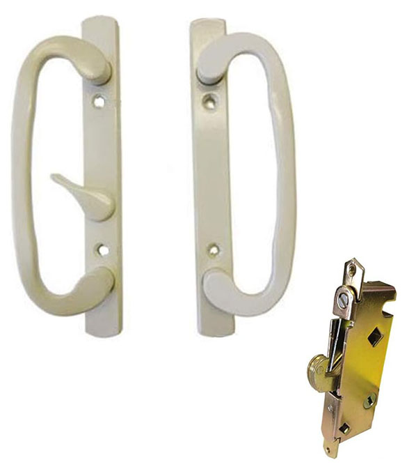 Sliding Glass Patio Door Handle Kit with Mortise Lock, B-Position, Almond, Non-Keyed