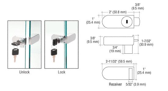 CRL Chrome No-Drill Showcase Lock