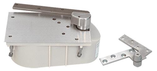 CRL Rixson Model 27 Offset 105 Degree Selective Hold-Open Floor Mounted Closer - Complete Package - Satin Chrome - Left Hand
