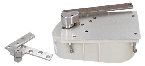 CRL Rixson Model 27 Offset 90 Degree Selective Hold-Open Floor Mounted Closer - Complete Package - Satin Chrome - Right Hand
