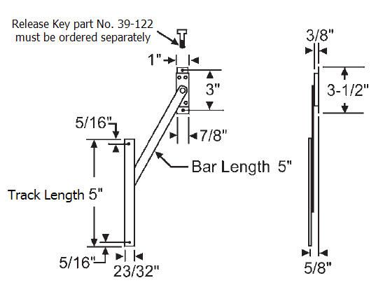 STB 5" Window Limit Device With Key Release