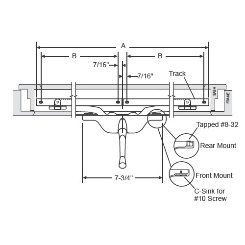 STB Face Mounted Awning Window Operator, 11" Arm, Aluminum