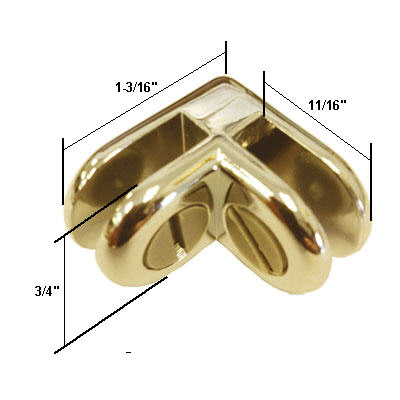 Brass 2-Way Metal Glass Display Connector for 1/8",  3/16" and 7/32" Glass