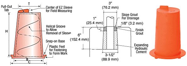 CRL EZ Sleeve Small 3-1/2" Bottom Diameter for Use With Up to 2" Pipe (2-3/8" O.D.)