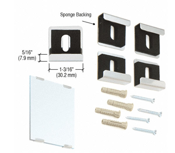 CRL Bright Chrome Quartet Mirror Clamp Set - Dallas Design - Set