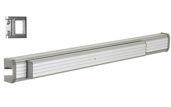 CRL Aluminum  Finish Jackson 1295 Push Pad Rim Panic Exit Device - Fluted Texture Extrusion, 'S' Type Strike - 36"