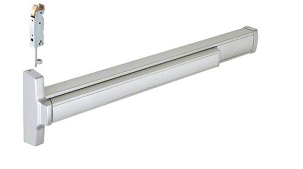 CRL Satin Aluminum 36" Jackson® 2085 Push Pad Concealed Vertical Rod Left Hand Reverse Bevel Panic Exit Device