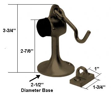 Duranodic Bronze Floor Mounted Heavy Duty Door Stop with Hook and Holder
