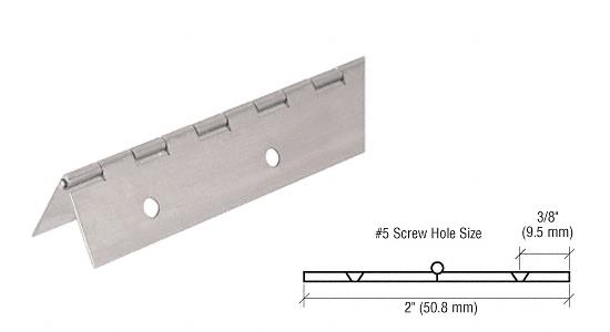 Piano Hinge, 2" Open Width, 72 in Long, Nickel on Steel