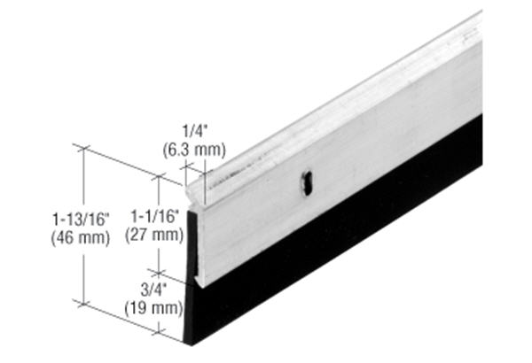 CRL Aluminum Finish 33N Series 1-1/2 Neoprene Sweep for 36" Door Bottom