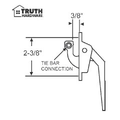 STB Casement Window Dual Locking Handle, Aluminum, 2-3/8" Screw Holes