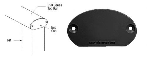 CRL Matte Black 350 Series Decorative End Cap