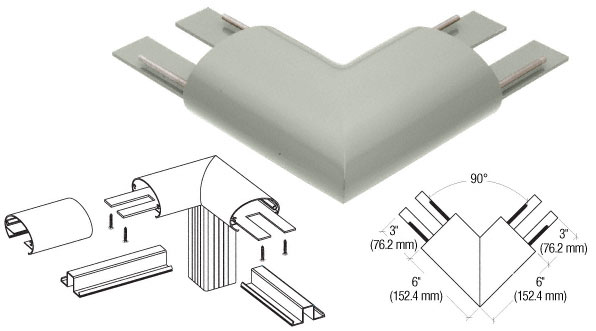 CRL Agate Gray 350 Series Top Cap 90 Degree Corner