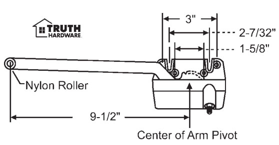 STB Casement Window Operator, Left Hand, Sill Mount, Single Arm, White - 9-1/2"