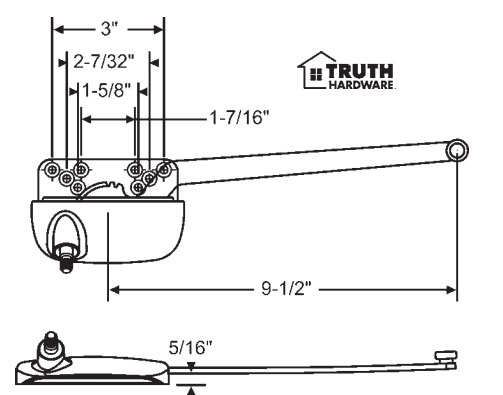 STB Casement Window Operator, Right Hand, Sill Mount, Single Arm, White - 9-1/2"
