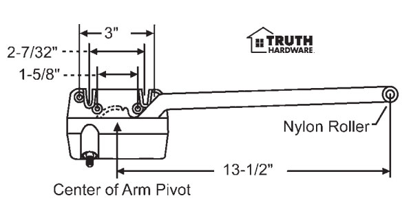STB Casement Window Operator, Left Hand, Sill Mount, Single Arm, Bronze - 13-1/2"