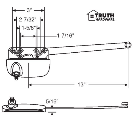 STB Casement Window Operator, Right Hand, Sill Mount, Single Arm, White - 13-1/2"
