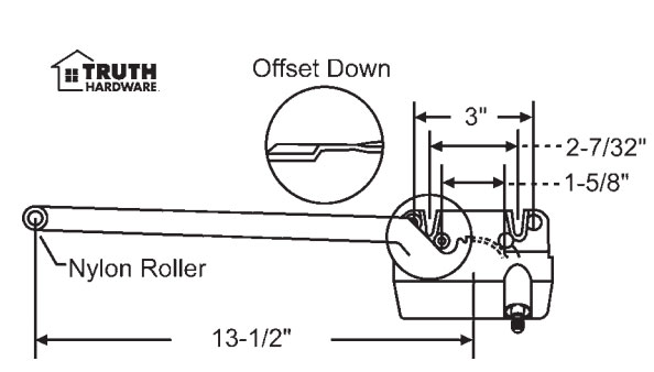 STB Casement Window Operator, Left Hand, Sill Mount, Single Arm, Gold - 13-1/2"