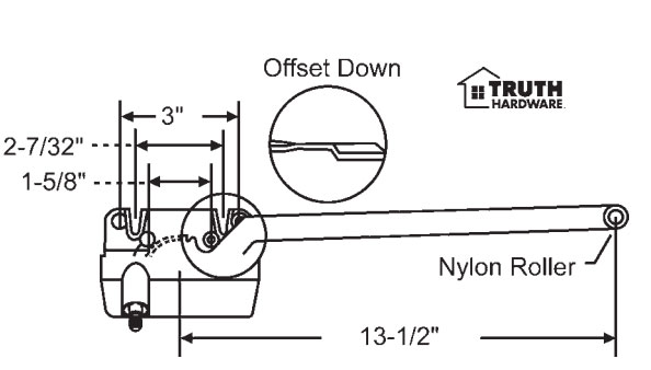 STB Casement Window Operator, Left Hand, Sill Mount, Single Arm, Bronze - 13-1/2"