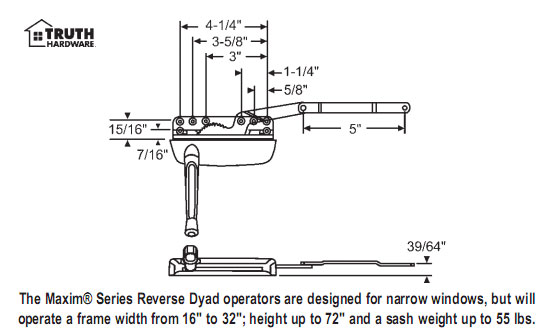 STB Casement Window Operator, Left Hand, Reverse Dyad, Bronze