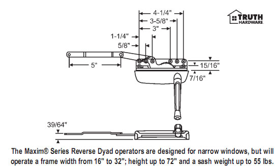 STB Casement Window Operator, Right Hand, Reverse Dyad, Bronze