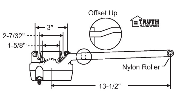 STB Casement Window Operator, Left Hand, Sill Mount, Single Arm, Bronze - 13-1/2"