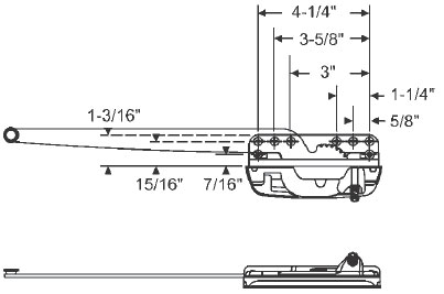 STB Casement Window Operator, Right Hand, Sill Mounted, Low Profile, Encore