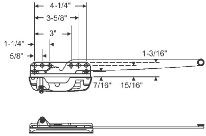 STB Casement Window Operator, Left Hand, Sill Mounted, Low Profile, Encore