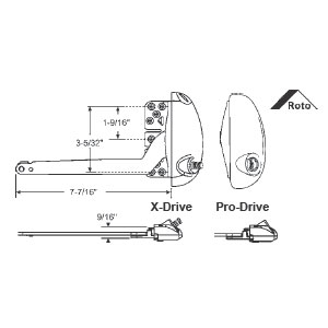 STB Single Arm Operator, Right Hand, Roto Pro-Drive, Almond, 7-1/2" Arm