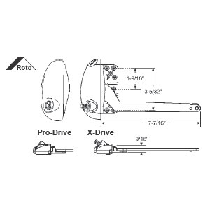 STB Single Arm Operator, Left Hand, Roto Pro-Drive, Almond, 7-1/2" Arm