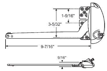 STB Single Arm Operator, Left Hand, Roto X-Drive, White, 9-7/16" Arm *SPECIAL ORDER*