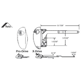 STB Sill Mounted Casement Window Operator, Split Arm, X-Drive, Left Hand, White