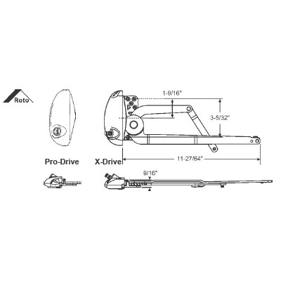 STB Dual Arm Operator, Left Hand, Roto Pro-Drive, Dark Brown