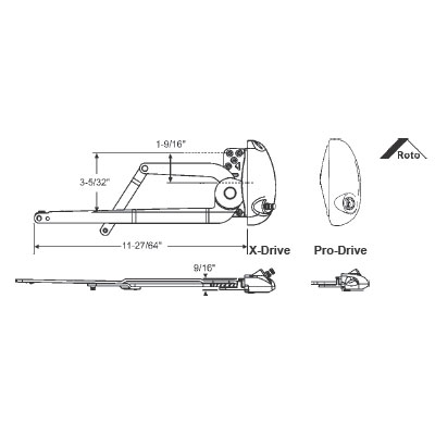 STB Dual Arm Operator, Right Hand, Roto Pro-Drive, Dark Brown