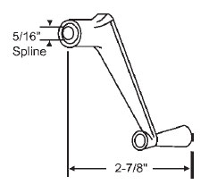 STB Window Operator Handle, Crank Type, Aluminum, 5/16" Spline Size