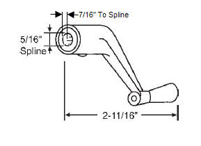STB Window Operator Handle, Crank Type, Aluminum, 5/16" Spline Size
