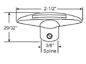 STB Window Operator Handle, T-Crank, Aluminum, 3/8" Spline Size