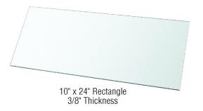 CRL 10" x 24" Rectangle 3/8" Clear Tempered Glass Shelf - Pack of 3