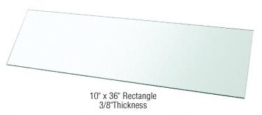 10" x 36" Rectangle 3/8" Clear Tempered Glass Shelf - Pack of 2