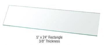 CRL 5" x 24" Rectangle 3/8" Clear Tempered Glass Shelf - Pack of 5