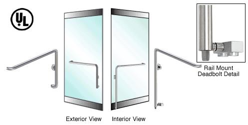 CRL Brushed Stainless Left Hand Double Acting Rail Mount Cylinder/Thumbturn "E" Exterior Bottom Securing Deadbolt Handle for 3/4" Glass