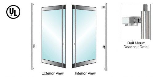 CRL Brushed Stainless Left Hand Reverse Roll Top Rail Mount Cylinder/Tumbturn "F" Top Secured Deadbolt Exterior Handle- 3/4" Glass