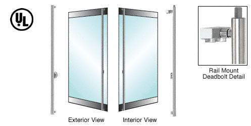 CRL Brushed Stainless Left Hand Reverse Roll Top Rail Mount Cylinder/Cylinder "F" Top Secured Deadbolt Exterior Handle- 3/4" Glass