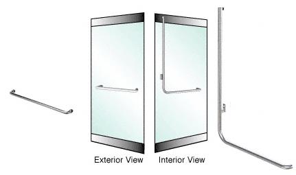 CRL Brushed Stainless Left Hand Double Acting Rail Mount "A" Exterior Top Securing Dummy Handle for 3/4" Glass