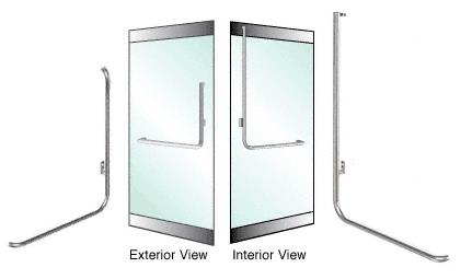 CRL Brushed Stainless Left Hand Reverse Acting Rail Mount "A" Exterior Top Securing Dummy Handle for 3/4" Glass