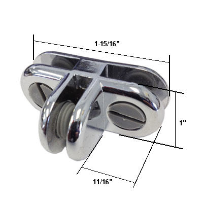 Chrome 3-Way Metal Glass Display Connector for 1/8" and  3/16" Glass