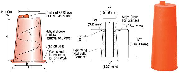 CRL EZ Sleeve Small 5" Bottom Diameter for Use With Up to 3" Pipe (3-1/2" O.D.)