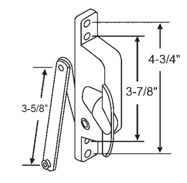 STB Jalousie Window Operator, Non-handed, Aluminum,  3-5/8" Arm, for Pan Am Windows
